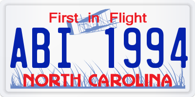 NC license plate ABI1994
