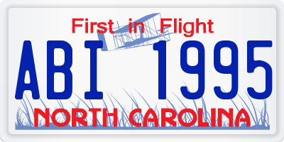 NC license plate ABI1995