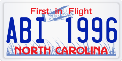 NC license plate ABI1996