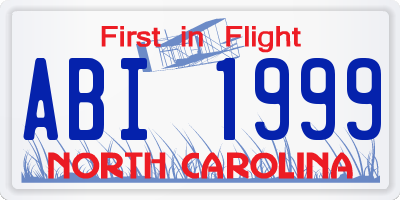 NC license plate ABI1999