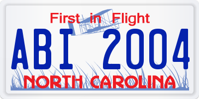 NC license plate ABI2004