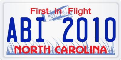 NC license plate ABI2010