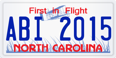 NC license plate ABI2015