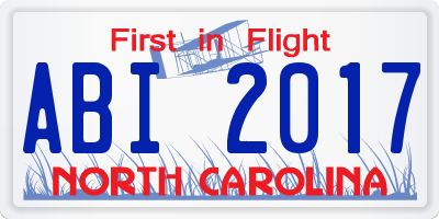 NC license plate ABI2017
