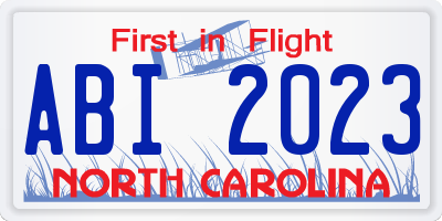 NC license plate ABI2023