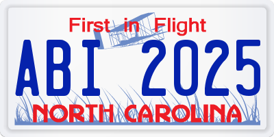 NC license plate ABI2025