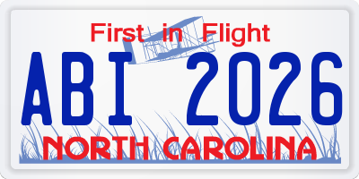 NC license plate ABI2026
