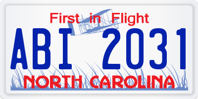 NC license plate ABI2031