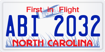 NC license plate ABI2032