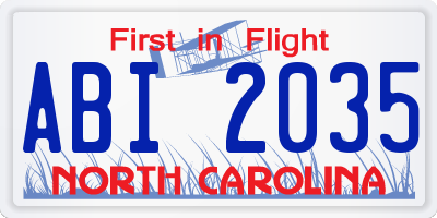 NC license plate ABI2035