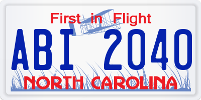 NC license plate ABI2040