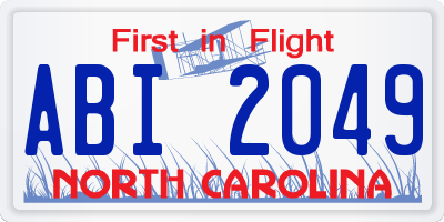 NC license plate ABI2049