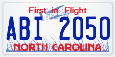 NC license plate ABI2050