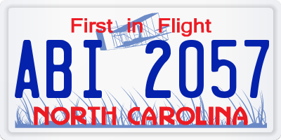 NC license plate ABI2057