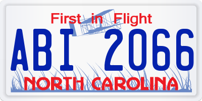 NC license plate ABI2066