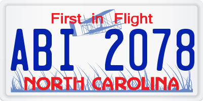 NC license plate ABI2078