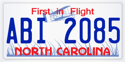 NC license plate ABI2085