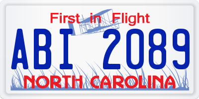 NC license plate ABI2089