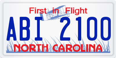 NC license plate ABI2100
