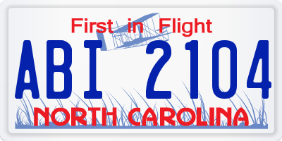 NC license plate ABI2104