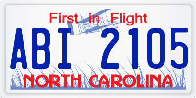 NC license plate ABI2105