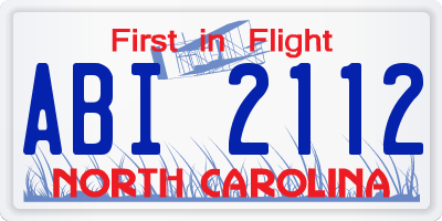 NC license plate ABI2112