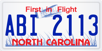 NC license plate ABI2113