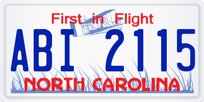 NC license plate ABI2115