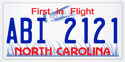 NC license plate ABI2121