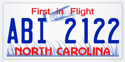 NC license plate ABI2122