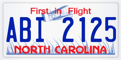 NC license plate ABI2125
