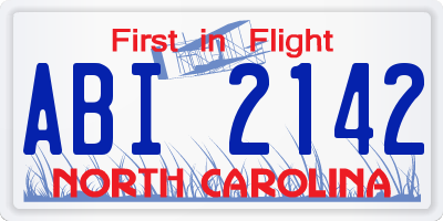 NC license plate ABI2142
