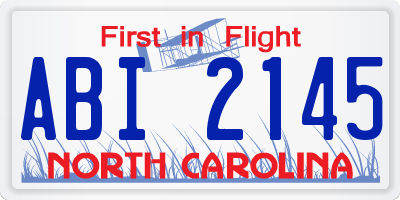 NC license plate ABI2145
