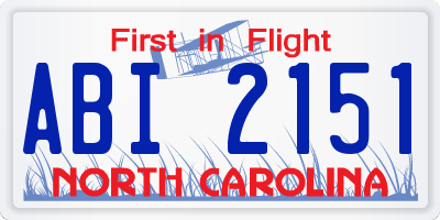 NC license plate ABI2151