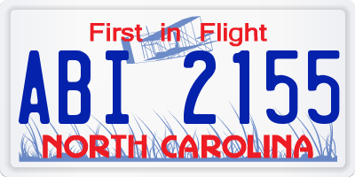 NC license plate ABI2155