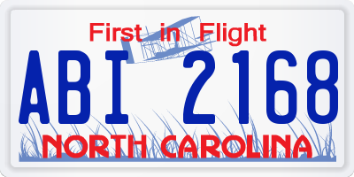 NC license plate ABI2168