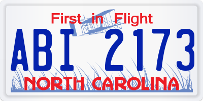 NC license plate ABI2173