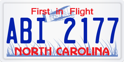NC license plate ABI2177