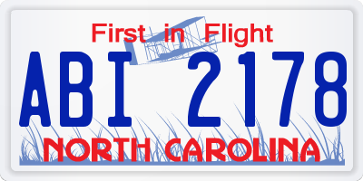 NC license plate ABI2178