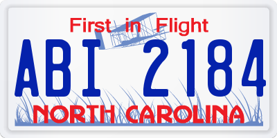 NC license plate ABI2184