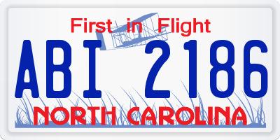 NC license plate ABI2186