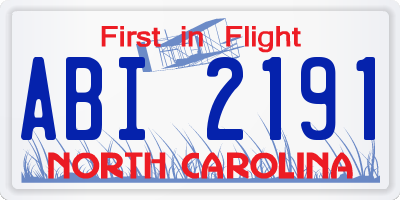 NC license plate ABI2191