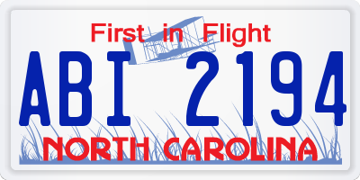 NC license plate ABI2194