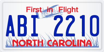 NC license plate ABI2210