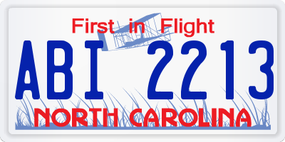 NC license plate ABI2213
