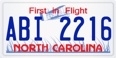 NC license plate ABI2216
