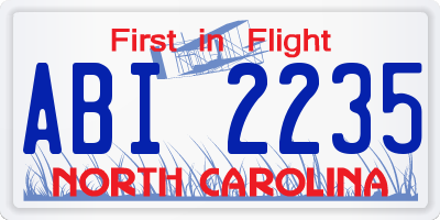 NC license plate ABI2235