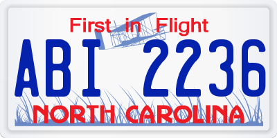 NC license plate ABI2236