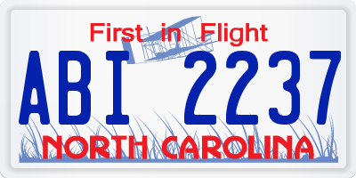 NC license plate ABI2237