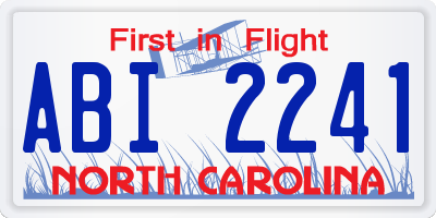NC license plate ABI2241